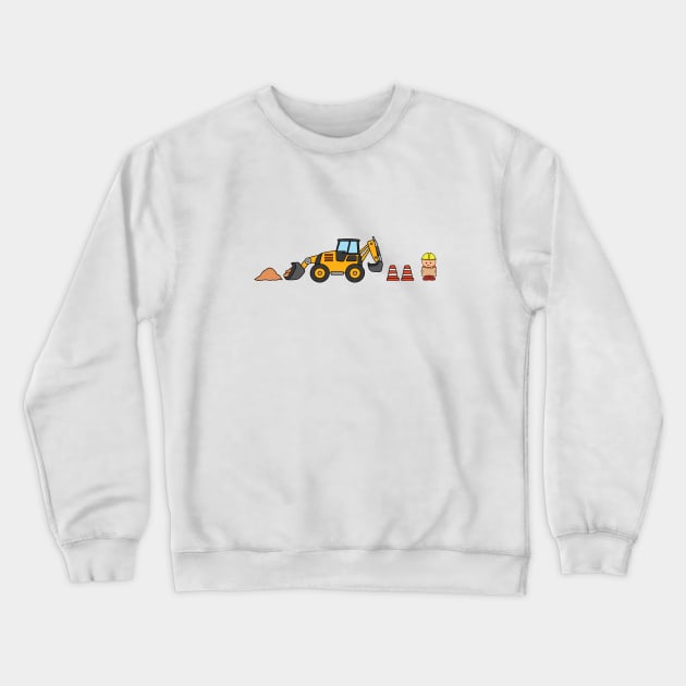 kids drawing construction backhoe and construction worker holding a map Crewneck Sweatshirt by wordspotrayal